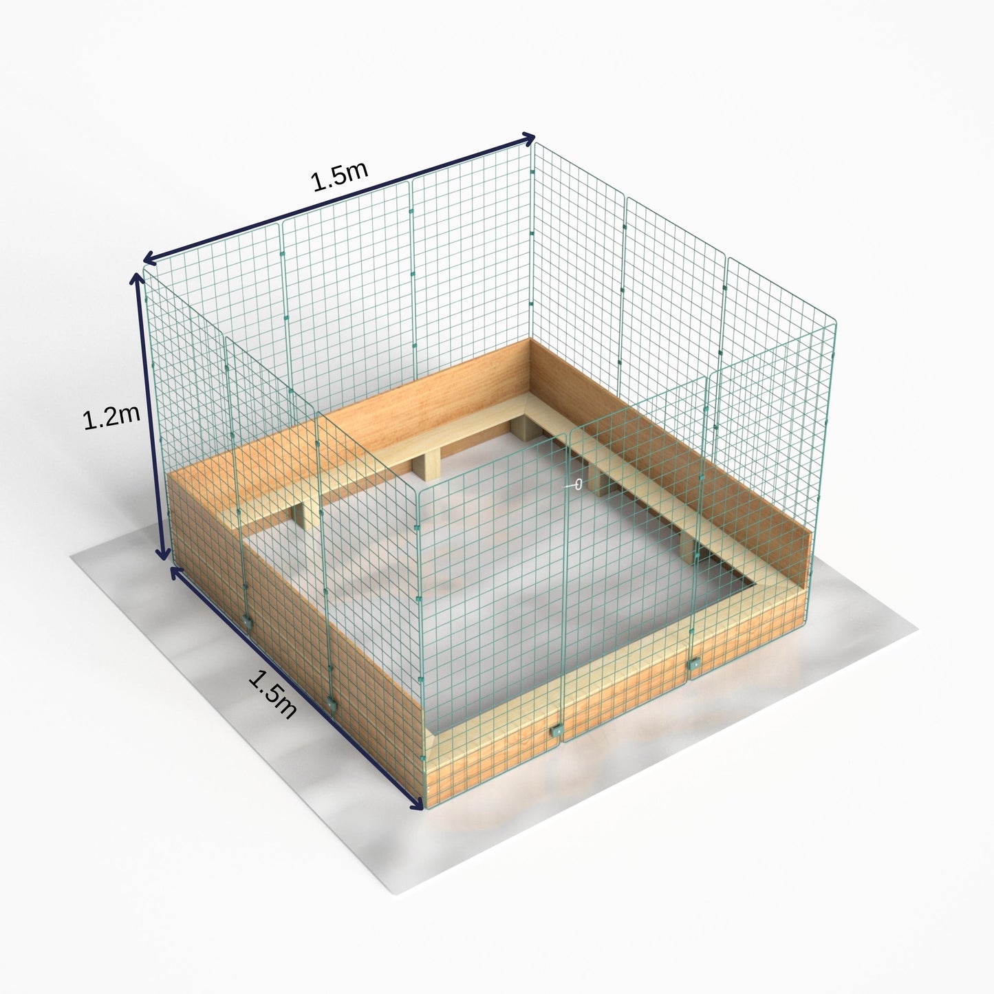 1.5m x 1.5m x 1.2m High Whelping Box (5ft x 5ft) For Large Dogs Puppies - With Pig Rails
